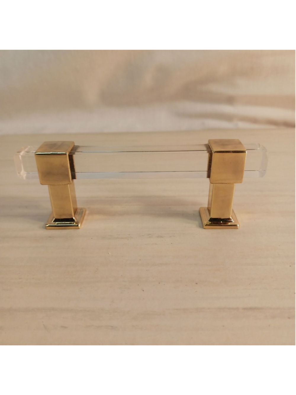 5 PCS Gold Zinc Alloy Cabinet Pull Square Acrylic Tube 3" Hole Center